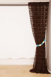 VAKKO  MODEL ACI KAHVE RENK İP PERDE HAZIR DÜĞMELERİ DİKİLMİŞ İP PERDE 300*270 cm - 7