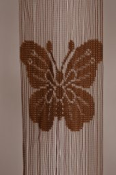 KELEBEK  MODEL ACI KAHVE RENK İP PERDE HAZIR DÜĞMELERİ DİKİLMİŞ İP PERDE 300*280 cm - 3