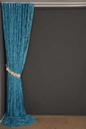 YAPRAK  MODEL TURKUAZ RENK İP PERDE HAZIR DÜĞMELERİ DİKİLMİŞ İP PERDE 300*280 cm - 6