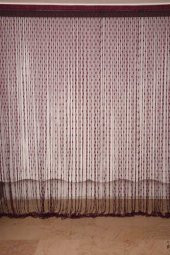 KÜÇÜK PUANLI MODEL BORDO RENK HAZIR İP PERDE 300*270 cm - 1