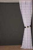 ŞAL MODEL KIRIK BEYAZ RENK TEK KANAT Hazır dikilmiş Pileli Fon Perde 300*260 cm thumbnail 7