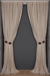 PETEK MODEL VİZON RENK TEK KANAT Dikilmiş Pileli Fon Perde 300*260 Cm - 1
