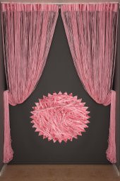İP MODEL PEMBE RENK İP PERDE 300*280 cm - 2 mm şerit - 5