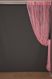 İP MODEL PEMBE RENK İP PERDE 300*280 cm - 2 mm şerit - 8