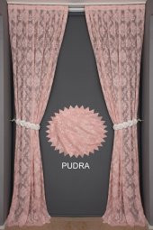 DAMAKS PUDRA RENK TEK KANAT Hazır dikilmiş Pileli Fon Perde 75*260 cm - 4