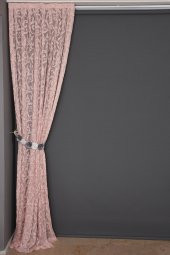 SULTAN 2 PUDRA RENK TEK KANAT Hazır dikilmiş Pileli Fon Perde 75*260 cm - 3