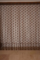 KELEBEK  MODEL ACI KAHVE RENK İP PERDE HAZIR DÜĞMELERİ DİKİLMİŞ İP PERDE 300*280 cm - 2