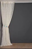 KUŞ MODEL KREM RENK TEK KANAT Dikilmiş Pileli Fon Perde 300*260 Cm thumbnail 7