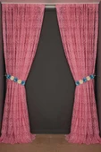 ŞAL MODEL PEMBE RENK TEK KANAT Hazır dikilmiş Pileli Fon Perde 300*260 cm thumbnail 7