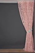 AY MODELİ PUDRA RENK TEK KANAT Hazır Dikilmiş Pileli Fon Perde 300*260 Cm thumbnail 6