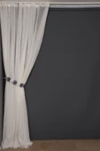 SEYREK NOKTALI MODEL KREM RENK TEK KANAT Hazır Pileli Fon Perde 300*260 thumbnail 3