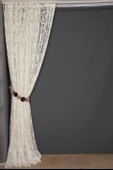 AY MODELİ KREM RENK TEK KANAT Hazır Dikilmiş Pileli Fon Perde 300*260 Cm thumbnail 5