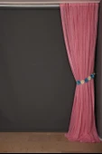 ÇİZGİLİ MODEL PEMBE RENK TEK KANAT Hazır dikilmiş Pileli Fon Perde 300*260 cm thumbnail 7