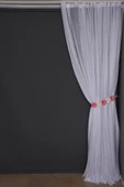 SEYREK NOKTALI MODEL BEYAZ RENK TEK KANAT Hazır Pileli Fon Perde 300*260 thumbnail 4