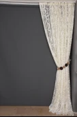AY MODELİ KREM RENK TEK KANAT Hazır Dikilmiş Pileli Fon Perde 300*260 Cm thumbnail 6