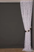 VAKKO  MODEL BEYAZ RENK İP PERDE HAZIR DÜĞMELERİ DİKİLMİŞ İP PERDE 300*270 cm thumbnail 7