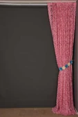 SULTAN 2 MODEL PEMBE RENK TEK KANAT Hazır dikilmiş Pileli Fon Perde 300*260 cm thumbnail 7