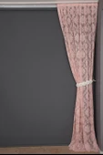 DAMAKS PUDRA RENK TEK KANAT Hazır dikilmiş Pileli Fon Perde 75*260 cm thumbnail 7