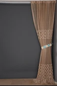 OSMANLI MODEL VİZON RENK TEK KANAT Dikilmiş Pileli Fon Perde 300*260 Cm thumbnail 8