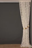 VAKKO  MODEL KREM RENK İP PERDE HAZIR DÜĞMELERİ DİKİLMİŞ İP PERDE 300*270 cm thumbnail 7