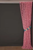 VAKKO  MODEL PEMBE RENK İP PERDE HAZIR DÜĞMELERİ DİKİLMİŞ İP PERDE 300*270 cm thumbnail 7
