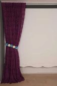 ŞAL MODEL MOR RENK TEK KANATHazır dikilmiş Pileli Fon Perde 300*260 cm thumbnail 6