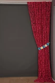VAKKO  MODEL FUŞYA RENK İP PERDE HAZIR DÜĞMELERİ DİKİLMİŞ İP PERDE 300*270 cm thumbnail 7