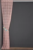 ŞAL MODEL PUDRA RENK TEK KANAT Hazır dikilmiş Pileli Fon Perde 75*260 cm thumbnail 6