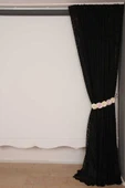 SULTAN 2 MODEL SİYAH RENK TEK KANAT Hazır dikilmiş Pileli Fon Perde 300*260 cm thumbnail 7