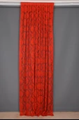 DAMAKS KIRMIZI RENK TEK KANAT Hazır dikilmiş Pileli Fon Perde 75*260 cm thumbnail 3
