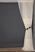 OSMANLI MODEL KREM RENK TEK KANAT Dikilmiş Pileli Fon Perde 300*260 Cm thumbnail 7