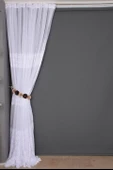 GEOMETRİK BEYAZ RENK TEK KANAT Dikilmiş Pileli Fon Perde 300*260 Cm thumbnail 6