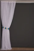 ÇİZGİLİ MODEL KIRIK BEYAZ RENK TEK KANAT Hazır dikilmiş Pileli Fon Perde 300*260 cm thumbnail 8
