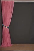 ÇİZGİLİ MODEL PEMBE RENK TEK KANAT Hazır dikilmiş Pileli Fon Perde 300*260 cm thumbnail 6