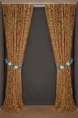 VAKKO  MODEL GOLD RENK İP PERDE HAZIR DÜĞMELERİ DİKİLMİŞ İP PERDE 300*270 cm thumbnail 8