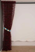 VAKKO ÇİFT RENK KIRMIZI İP PERDE HAZIR DÜĞMELERİ DİKİLMİŞ İP PERDE 300*250 cm thumbnail 6