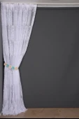 BÜYÜK DAMAKS BEYAZ RENK TEK KANAT Dikilmiş Pileli Fon Perde 300*260 Cm thumbnail 5