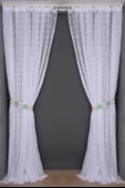 KUŞ  MODEL BEYAZ RENK TEK KANAT Dikilmiş Pileli Fon Perde 300*260 Cm thumbnail 6