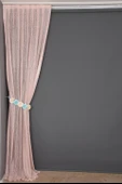 ÇİZGİLİ PUDRA RENK TEK KANAT Hazır dikilmiş Pileli Fon Perde 75*260 cm thumbnail 5