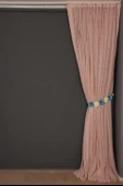 ÇİZGİLİ MODEL PUDRA RENK TEK KANAT Hazır dikilmiş Pileli Fon Perde 300*260 cm thumbnail 7