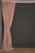 ŞAL MODEL PUDRA RENK TEK KANAT Hazır dikilmiş Pileli Fon Perde 300*260 cm thumbnail 6