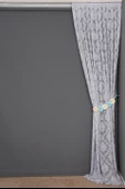 DAMAKS GRİ RENK TEK KANAT Hazır dikilmiş Pileli Fon Perde 75*260 cm thumbnail 7