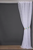 KUŞ  MODEL BEYAZ RENK TEK KANAT Dikilmiş Pileli Fon Perde 300*260 Cm thumbnail 8