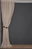 PETEK MODEL VİZON RENK TEK KANAT Dikilmiş Pileli Fon Perde 300*260 Cm thumbnail 6