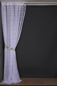 KUŞ MODEL KIRIK BEYAZ RENK TEK KANAT Dikilmiş Pileli Fon Perde 300*260 Cm thumbnail 7