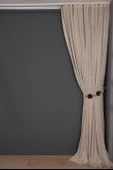 PETEK MODEL VİZON RENK TEK KANAT Dikilmiş Pileli Fon Perde 300*260 Cm thumbnail 7