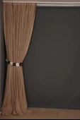 ÇİZGİLİ MODEL VİZON RENK TEK KANAT Hazır dikilmiş Pileli Fon Perde 300*260 cm thumbnail 6