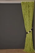 VAKKO  MODEL YEŞİL RENK İP PERDE HAZIR DÜĞMELERİ DİKİLMİŞ İP PERDE 300*270 cm thumbnail 7