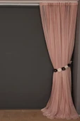 DAR ETEK MODEL PUDRA RENK TEK KANAT Hazır Pileli Fon Perde 300*260 thumbnail 4