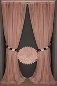 DAR ETEK MODEL PUDRA RENK TEK KANAT Hazır Pileli Fon Perde 300*260 thumbnail 5
